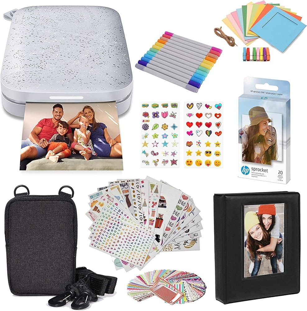 HP Sprocket Portable 2x3 Instant Color Photo Printer (Luna Pearl) Starter Bundle | Amazon (US)