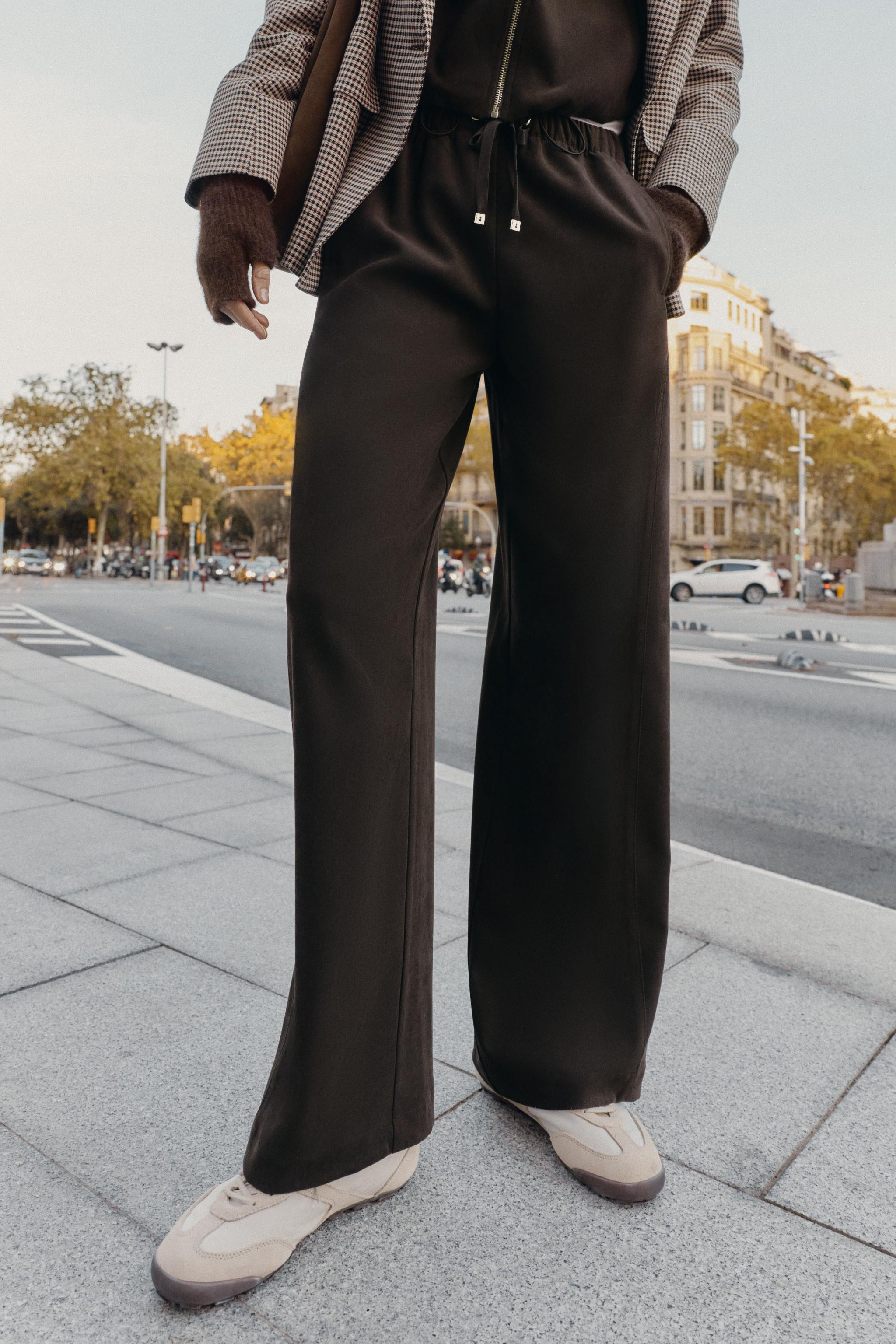 ELASTIC WAIST WIDE LEG PANTS | Zara US