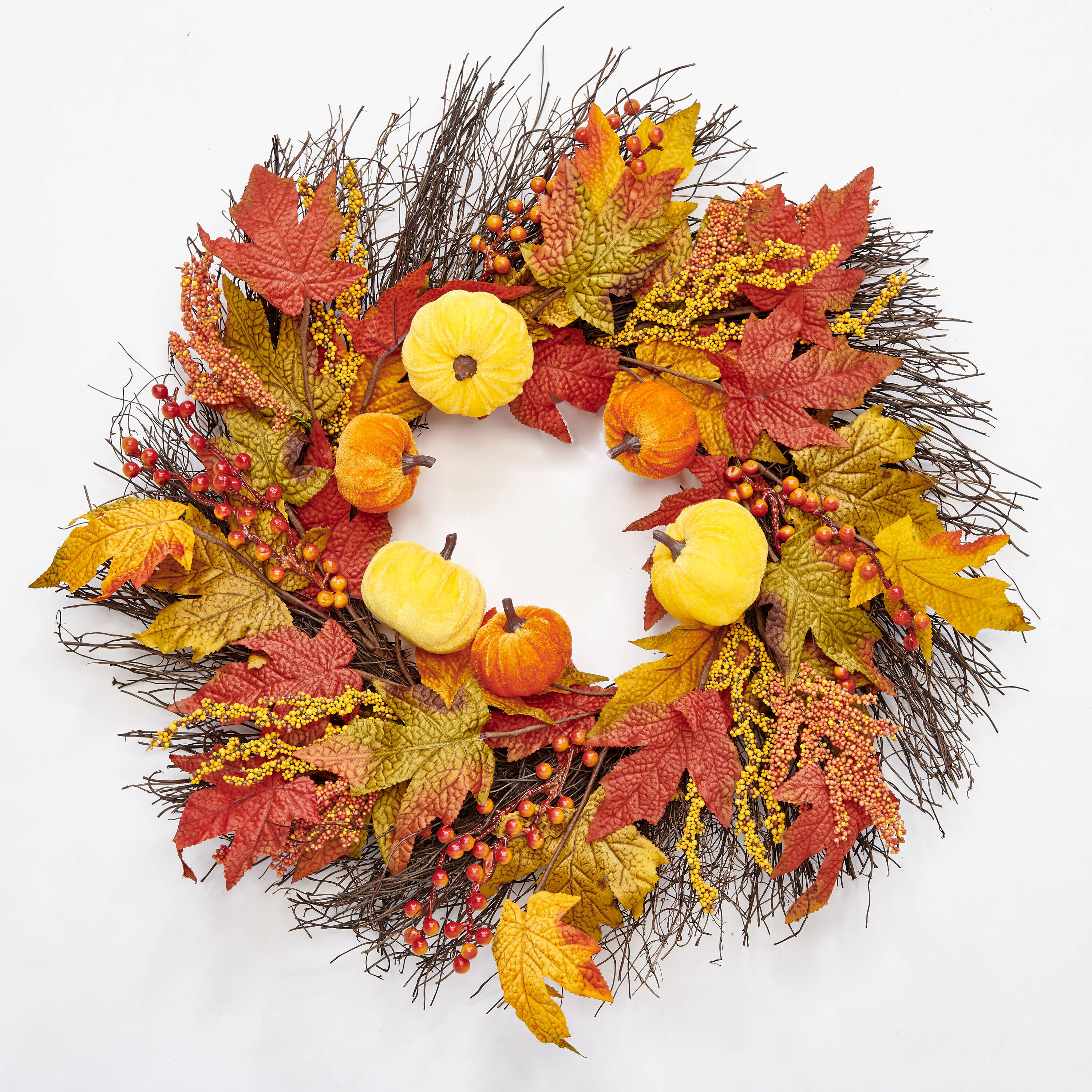 Worth Imports 1.83-ft 22-in (non powered) Pumpkin Artificial wreath | 12015 | Lowe's