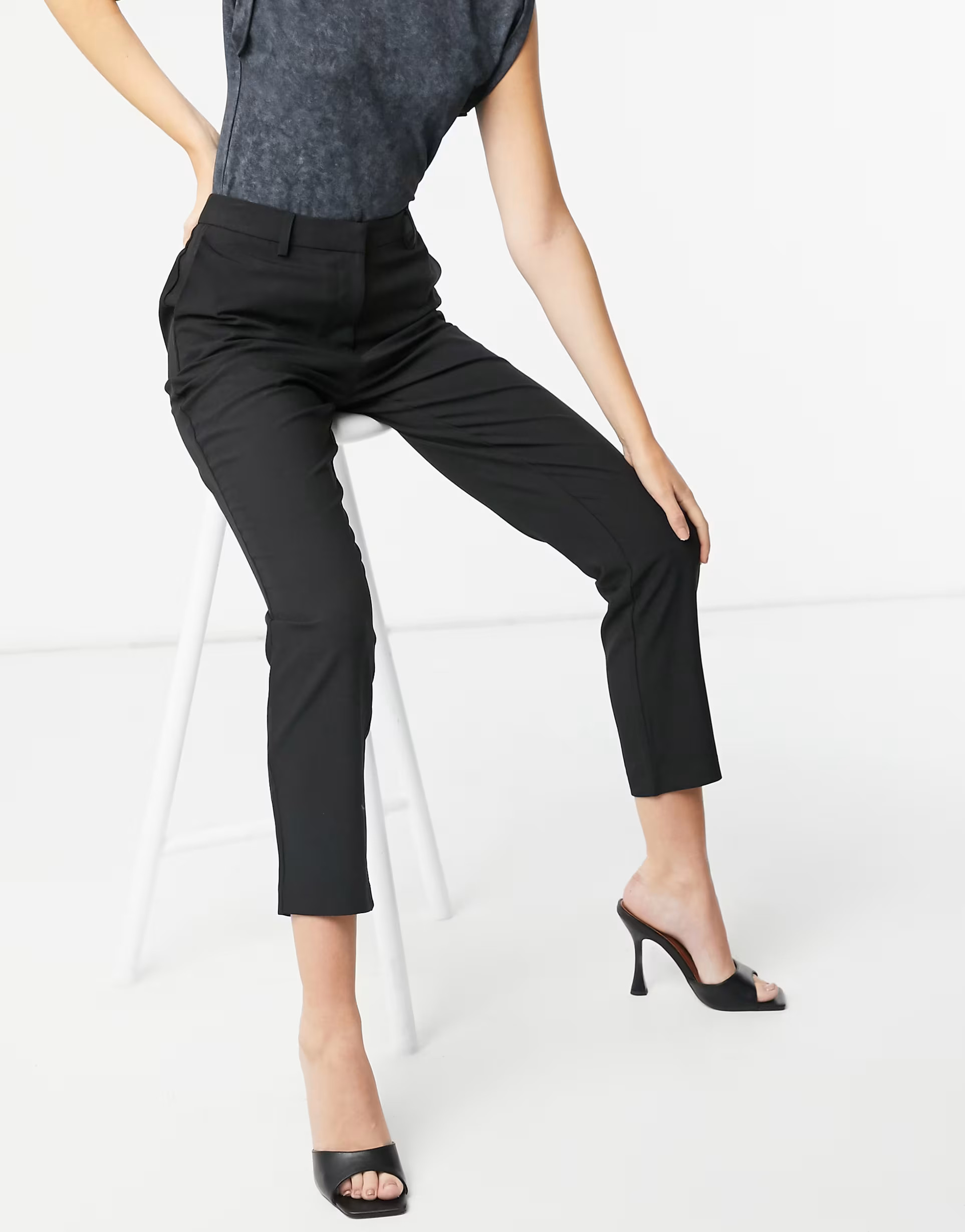 Pieces tailored cigarette trousers in black | ASOS (Global)