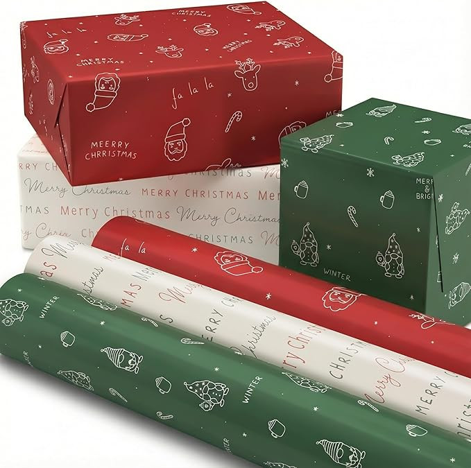 Beautiful Christmas Gift Wrapping Paper Rolls For Small & Medium Size Gifts - Set of 3 Quality Pa... | Amazon (US)