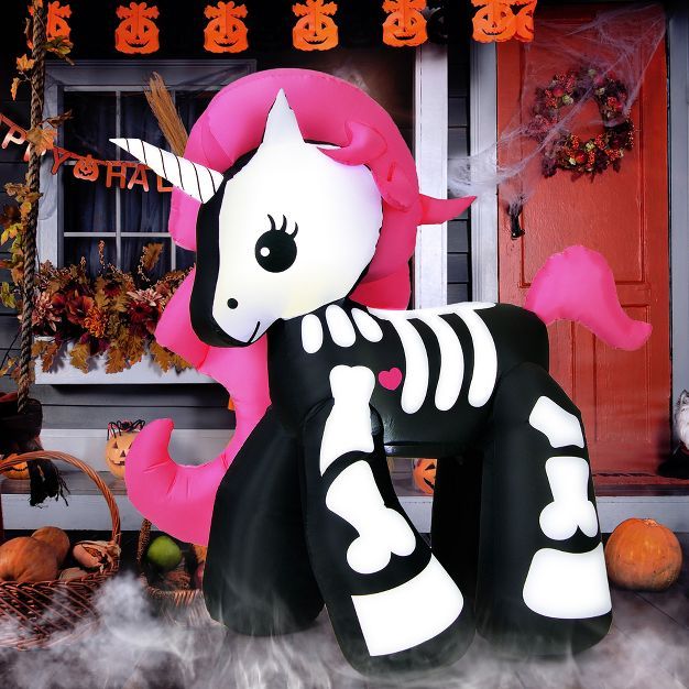 Costway 5.5 FT Halloween Inflatable Skeleton Unicorn Blow Up Yard Decoration | Target