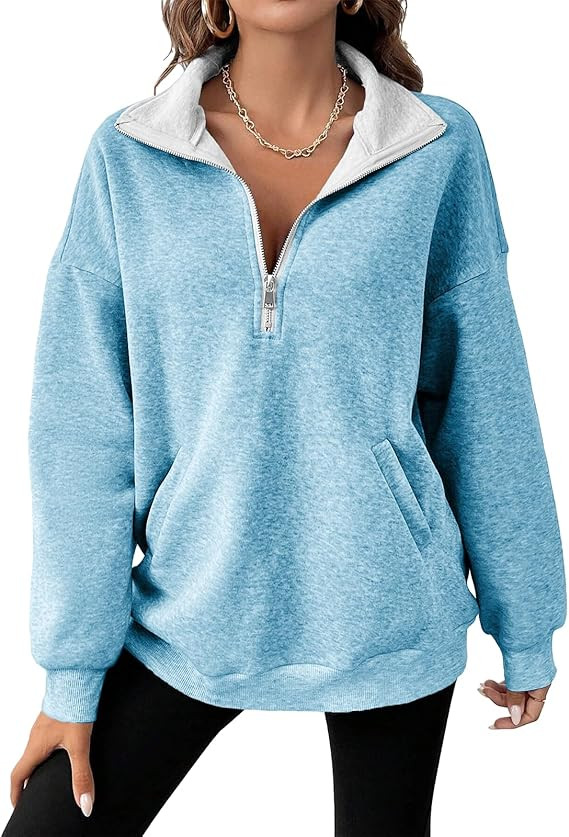 MARSVOVO Sweatshirts for Women Trendy Plus Size Half Zip Up Comfy Sweatshirt Fall Winter Cute Top... | Amazon (US)