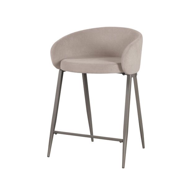 Cromwell Pewter And Taupe Velvet Counter Height Stool | Bellacor