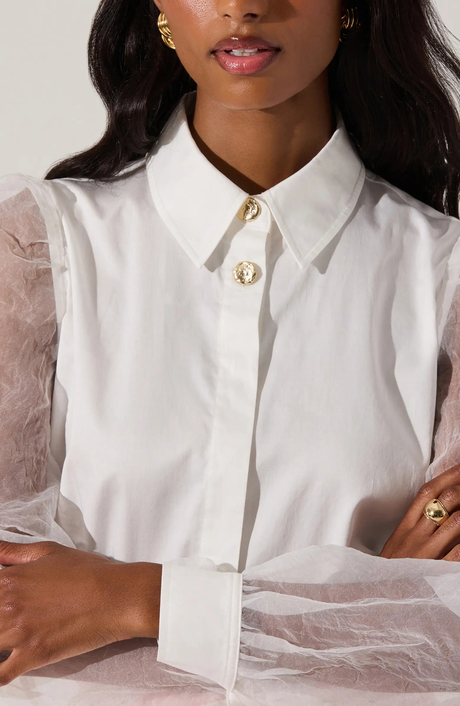 Sheer Sleeve Shirt | Nordstrom