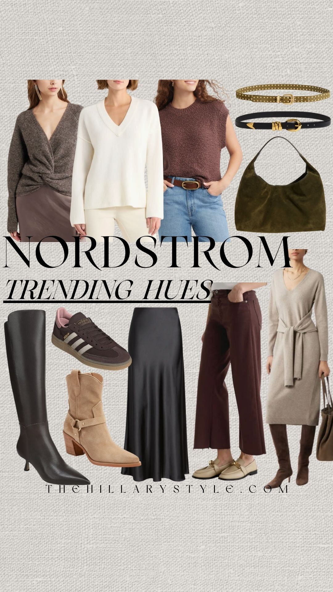 
🍂 Nordstrom Style Edit: Trending Harvest Hues
The ultimate fall fashion haul is here, bringing all the rich, decadent harvest hues! 🌰 From a gorgeous chocolate brown midi skirt and burgundy bag to the must-have spiced orange sweater and deep forest green coat, these pieces capture the essence of "cozy chic" and "quiet luxury". Nordstrom has the perfect blend of classic silhouettes and trending colors to level up your autumn aesthetic. Everything is designed for easy layering and making a sophisticated holiday statement. 

#Nordstrom #NordstromFinds #fallfashion #harvesthues #falloutfits #cozychic #quietluxury #chocolatedrip #burgundy #autumnvibes #falltrends #LTKfall #PinterestStyle #TheHillaryStyle 

 

#LTKSeasonal #LTKOver40 #LTKStyleTip
