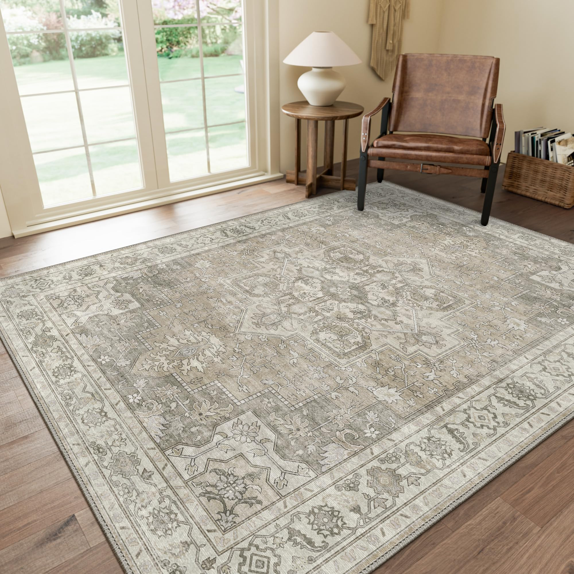 GENIMO 8x10 Area Rugs for Living Room, Machine Washable Non Slip Vintage Rugs, Low Pile Lightweig... | Amazon (US)