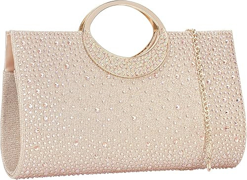 Dexmay Rhinestone Clutch Handbag with Crystal Handle for Wedding Party Elegant Clutch Purse for W... | Amazon (US)