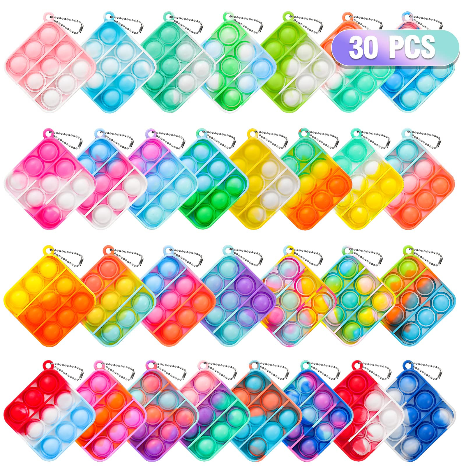 Pop Fidget Toys Bulk Its Party Favors for Kids 4-8 8-12 30 Pack Mini Pop Keychain It Valentines D... | Amazon (US)