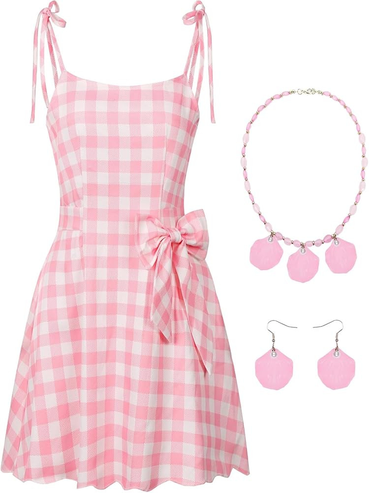 ZFQI Women Costume Dress Outfit Adult Pink Party Movie Cosplay Halloween Costume with Accessories | Amazon (US)