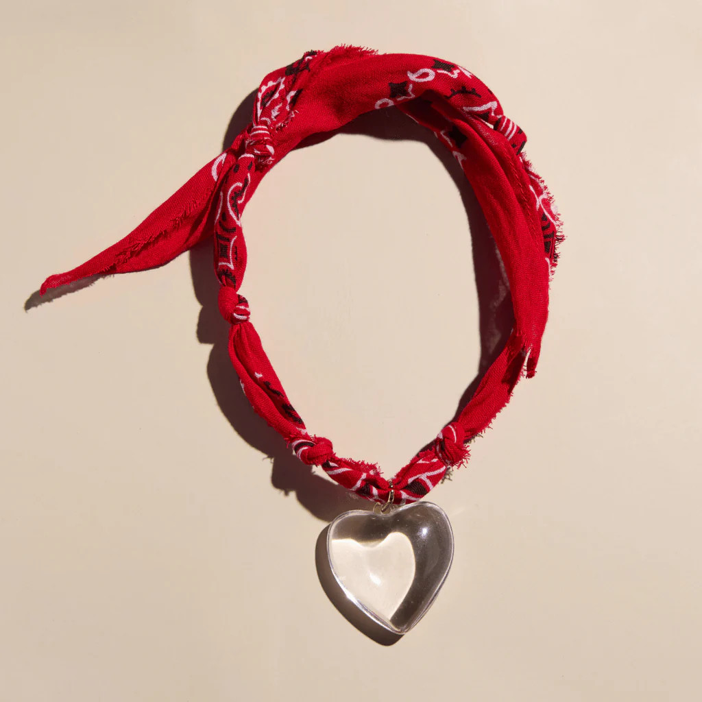 Red Bandana Necklace | Nickel and Suede