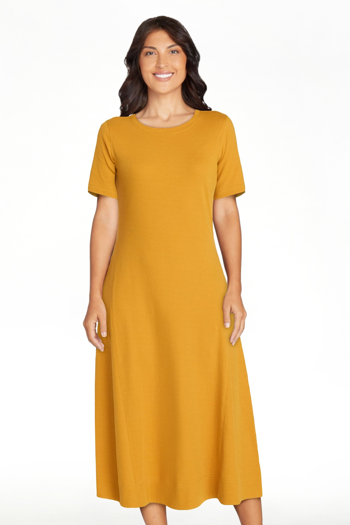 Time and Tru Women's Seamed Cotton Midi Dress, Sizes XS-XXXL | Walmart (US)
