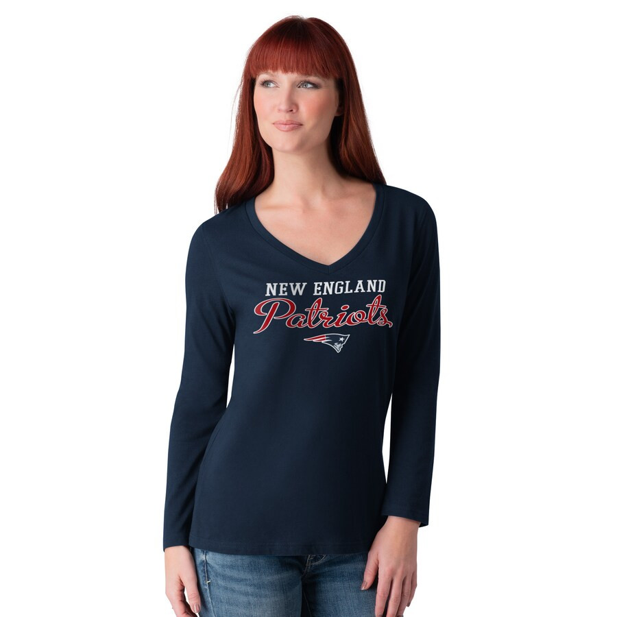 Women's New England Patriots G-III 4Her by Carl Banks Navy Post Season Long Sleeve V-Neck T-Shirt | NFL Shop