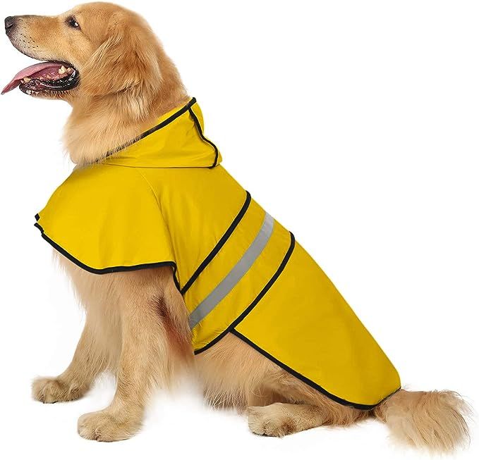 HDE Dog Raincoat Hooded Slicker Poncho for Small to X-Large Dogs and Puppies (Yellow, Large) | Amazon (US)