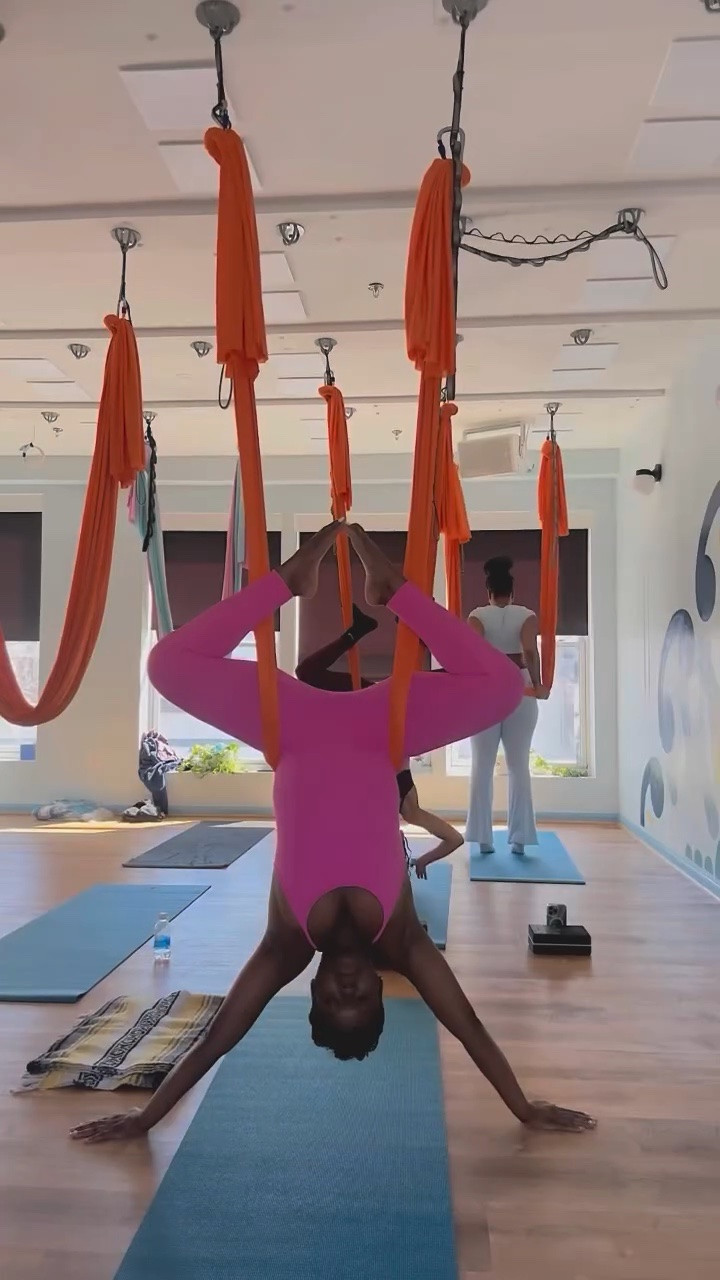 not me hanging upside down questioning my life choices 😭but fr…I’ve been telling myself to start trying new things even if i’m scared because how else am i supposed to grow? So I went to the newest and only aerial yoga studio in DC! Shout out to my instructor for her patience and making this a whole experience for me and my girls lit

Studio: @endlessomyoga 
.
.
#aerialyoga #aerialyogaflow #trysomethingnewtoday #newhobbies #dcyoga