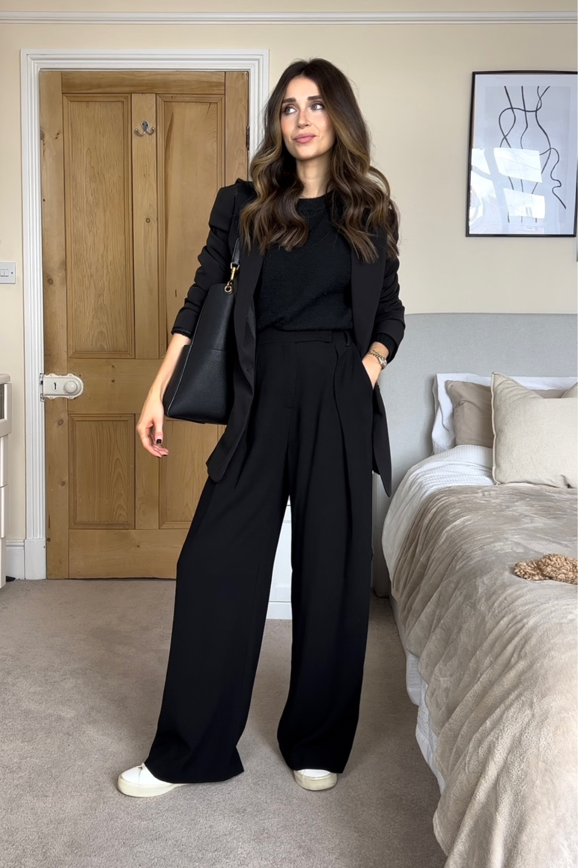 All black smart casual day look 🖤 Wide leg trousers, veja trainers, black blazer! I’m 5’7 for reference! 

#LTKeurope
