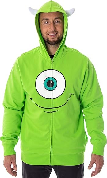 Disney Monsters Inc Mike Wazowski Adult Costume Full-Zip 3D Hoodie (Large) Green | Amazon (US)