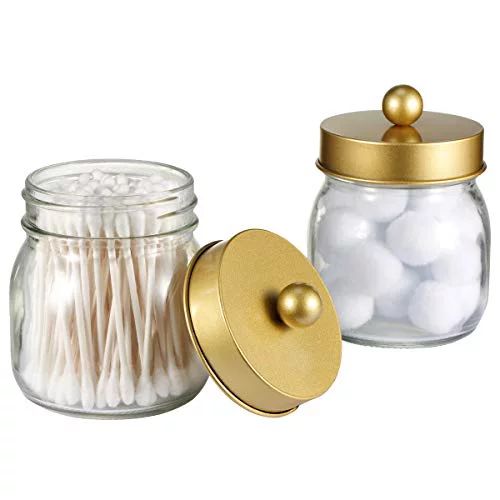 SheeChung Mason Jar Bathroom Apothecary Jars - Qtip Holder Canister Gold Bathroom Accessories Van... | Walmart (US)