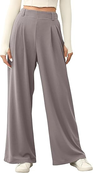 EVALESS Wide Leg Pants for Women Elastic High Waisted Waffle Knit Fleece Lined Palazzo Pants Work... | Amazon (US)