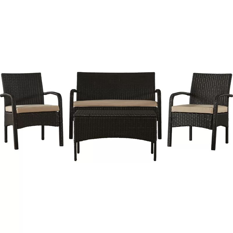 Lauer 4 Piece Rattan Sofa Seating Group with Cushions | Wayfair North America