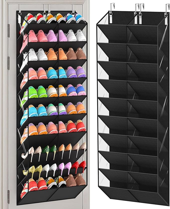 20-30 Pairs Over the Door Shoe Organizer, Clear Pockets Hanging Shoe Storage for Closet, 10-Tier ... | Amazon (US)