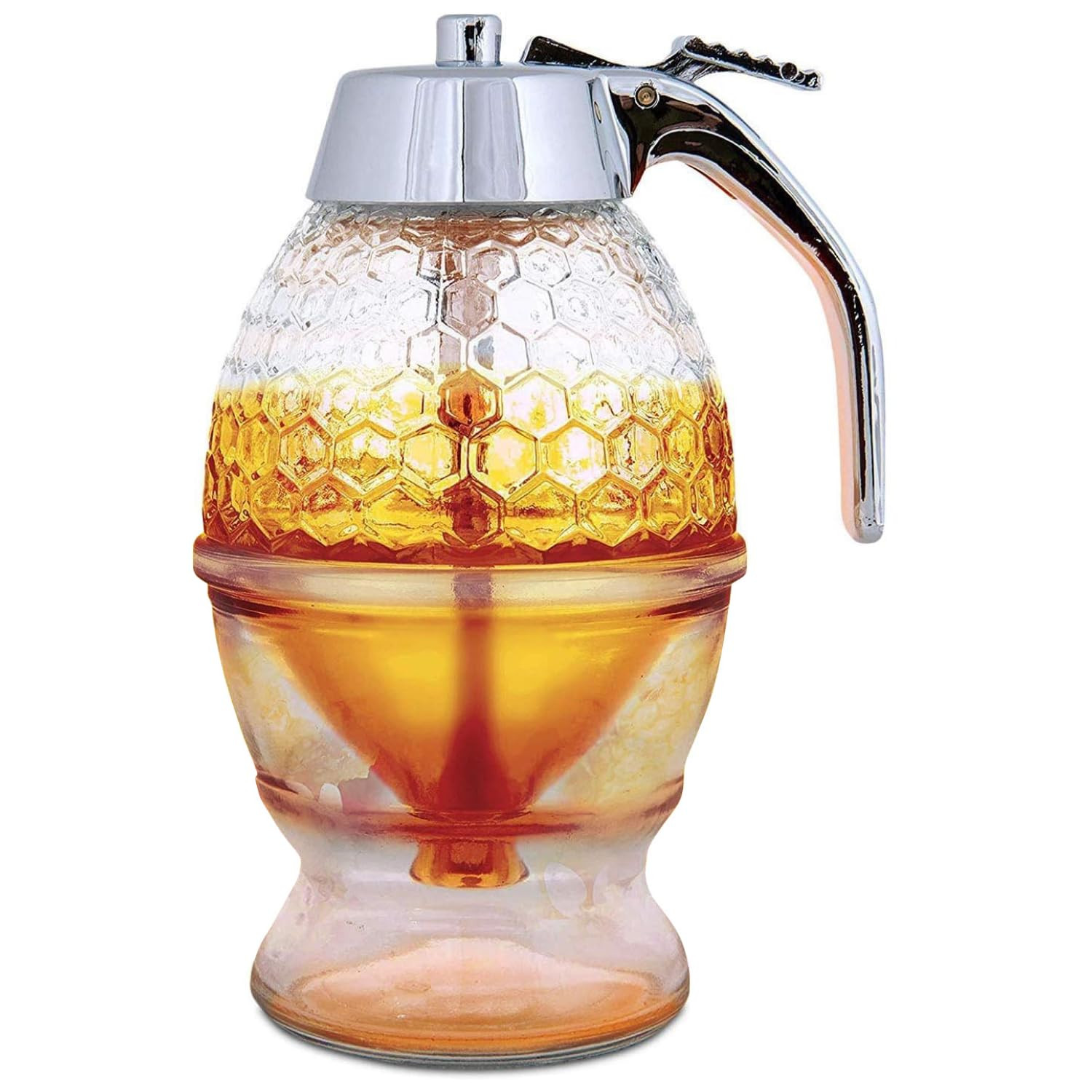 Hunnibi 8oz No Drip Glass Honey Dispenser with Stand - Honeycomb-Style Syrup Server and Bee-Theme... | Amazon (US)