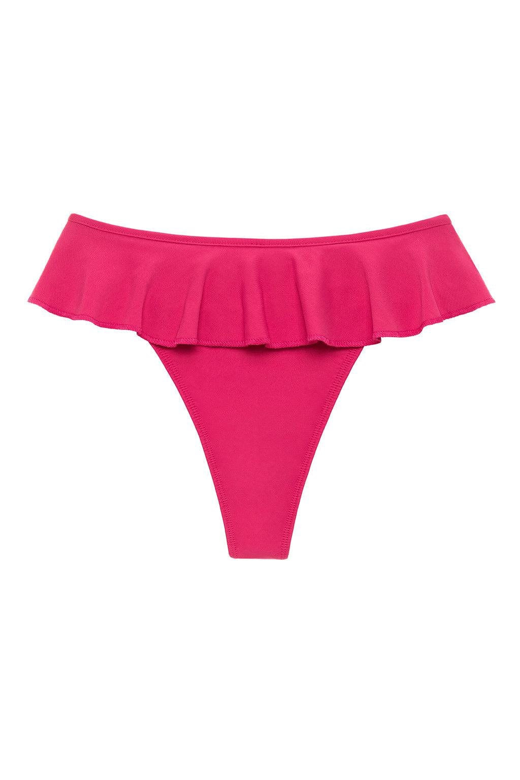 Raspberry Tamarindo Ruffle Bikini Bottom | Montce