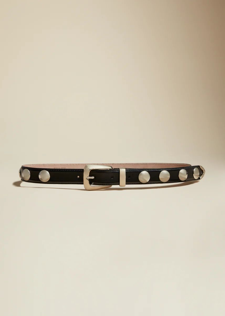 The Benny Belt in Black Leather with Silver Studs | Khaite