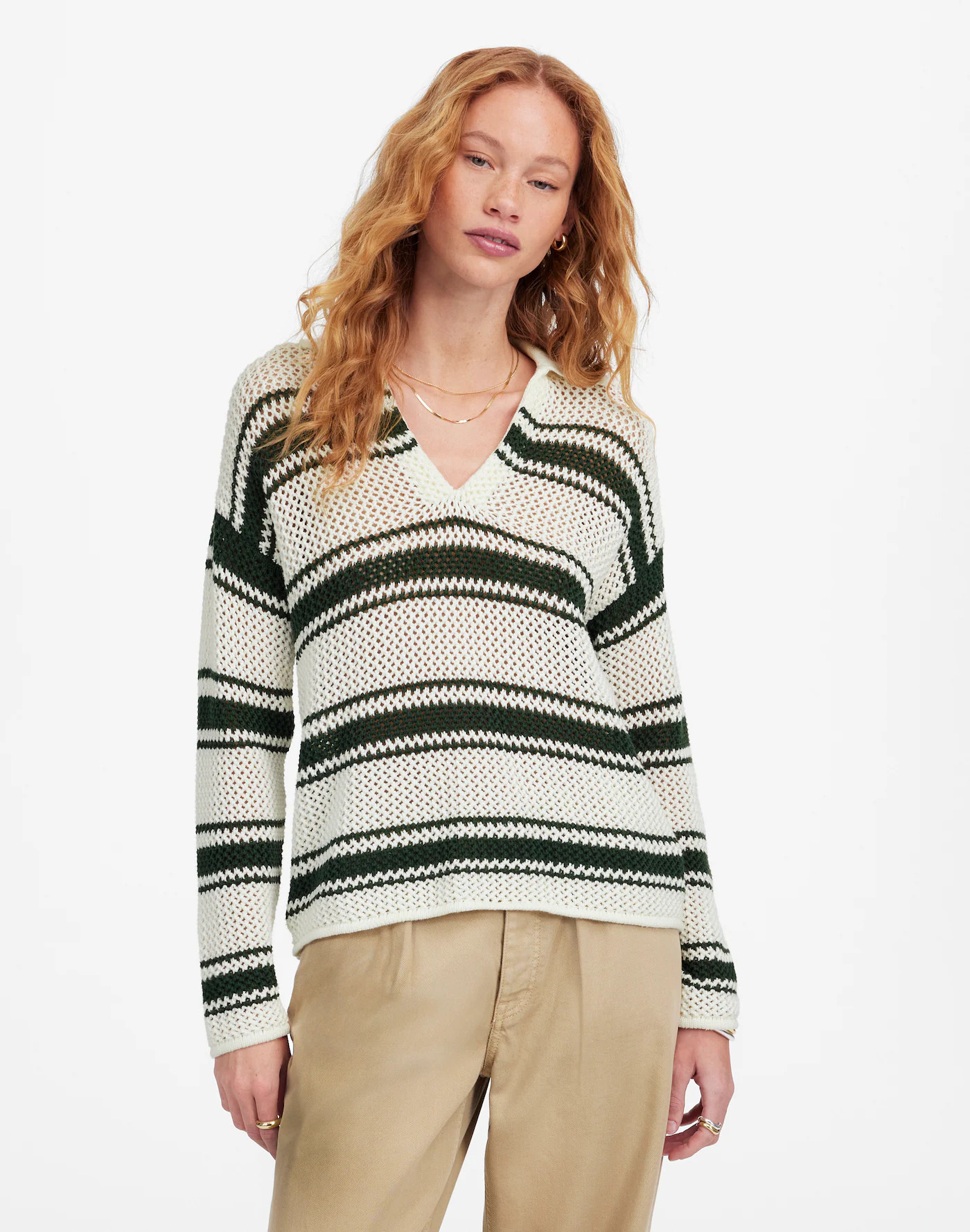 Open-Stitch Johnny Collar Sweater | Madewell | Madewell