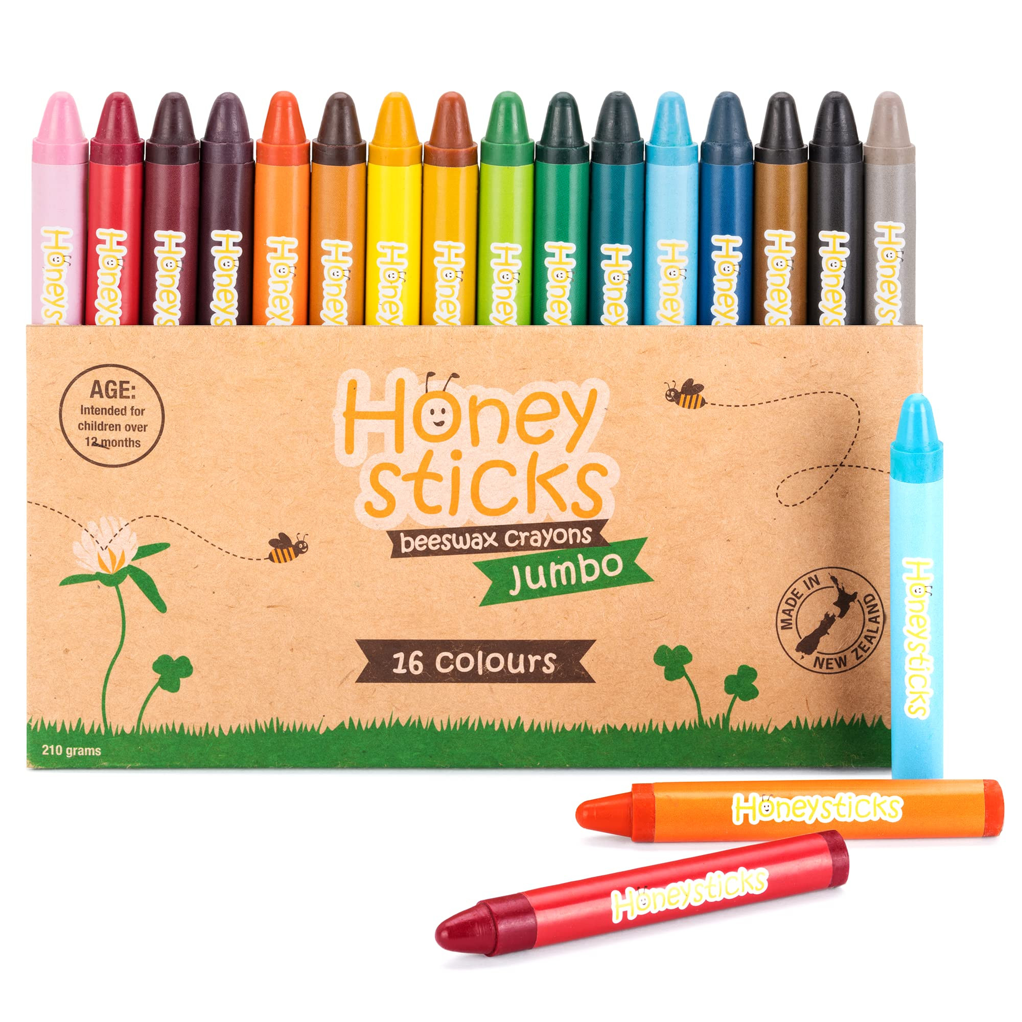 Honeysticks Jumbo Crayons (16 Pack) - Non Toxic Crayons - 100% Pure Beeswax and Food Grade Colors... | Amazon (US)