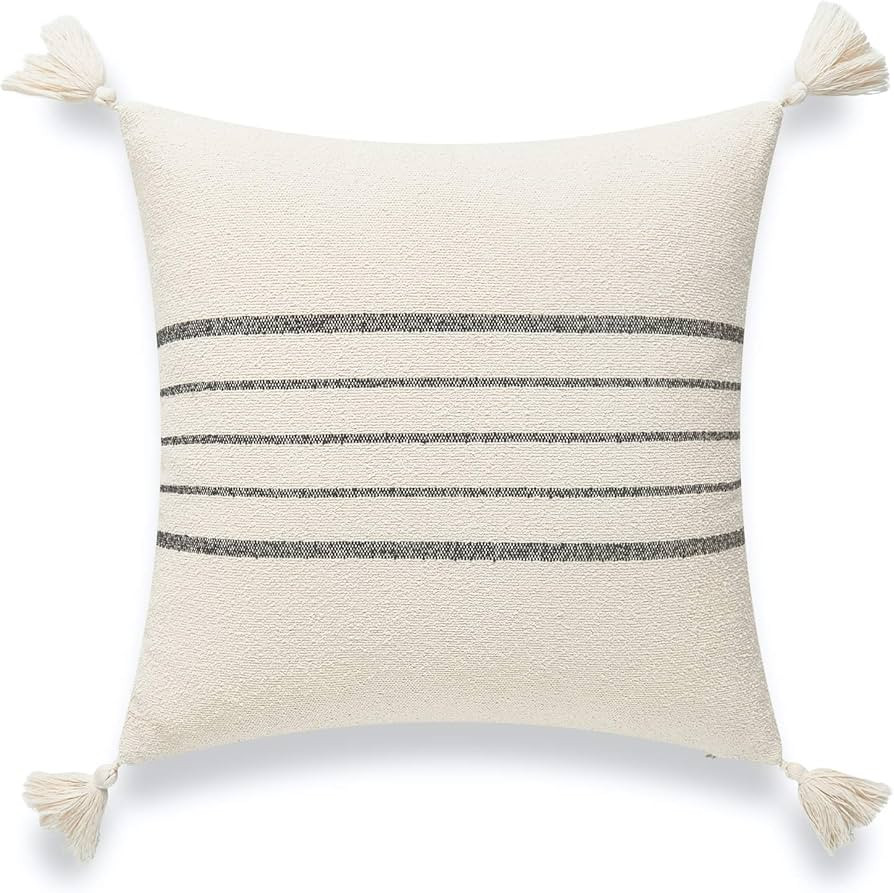 Hofdeco Modern Boho Morrocan Decorative Pillow Cover ONLY for Couch, Sofa, or Bed, Black Gray Cen... | Amazon (US)