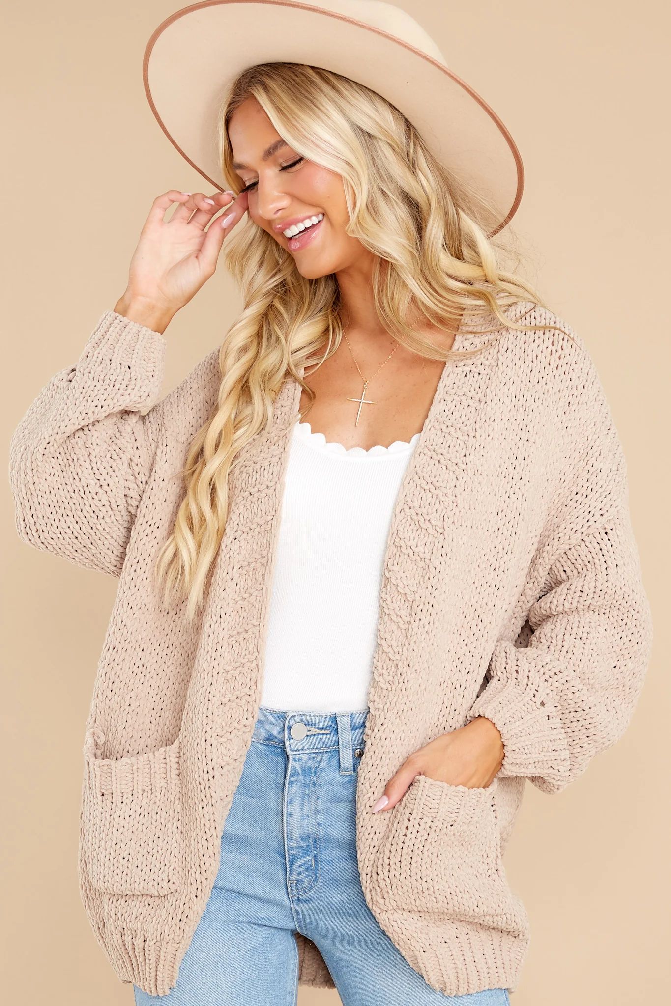 The Right Moment Taupe Knit Cardigan | Red Dress 