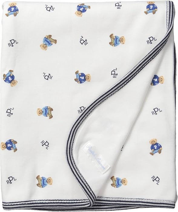 Polo Ralph Lauren Kids Printed Interlock Bearl Blanket White Multi/French Navy One Size | Amazon (US)
