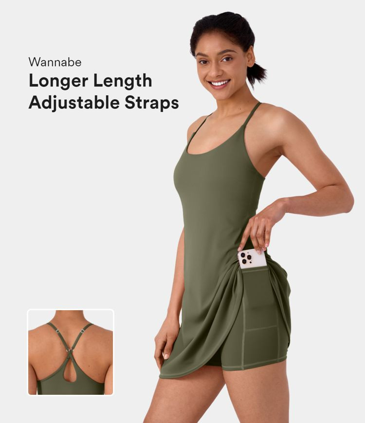 Everyday Cloudful™ Fabric Backless 2-in-1 Flare Activity Dress-Wannabe-Longer Length & Adjustab... | HALARA