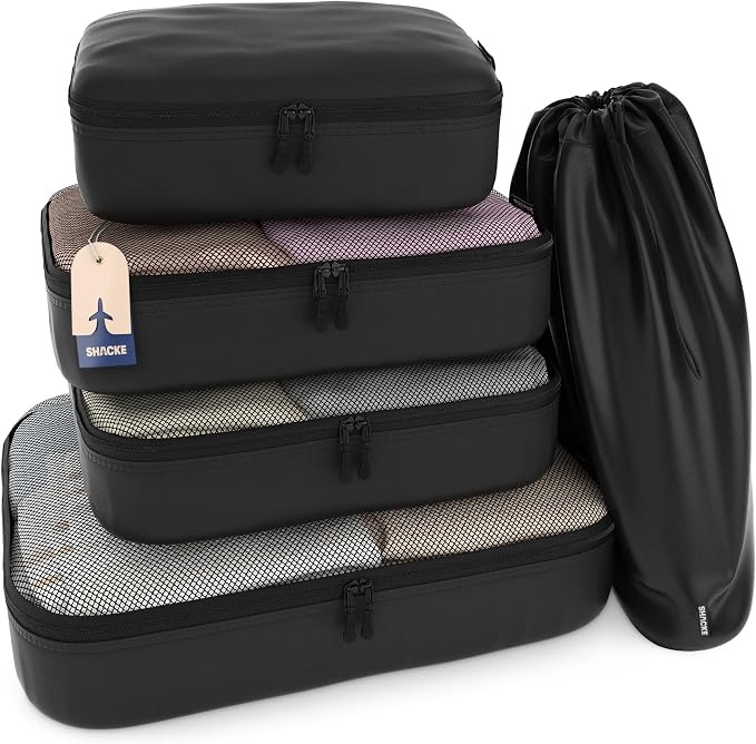 Shacke 5 Set Packing Cubes for Travel – Luggage Organizer & Suitcase Bags with Laundry Bag, Car... | Amazon (US)