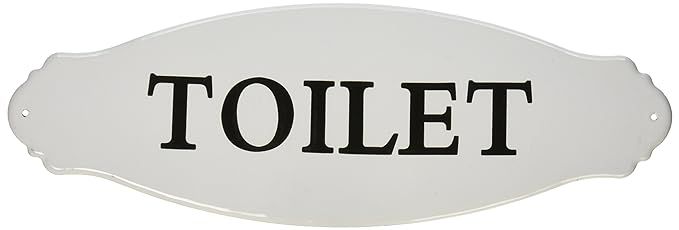 Creative Co-Op Enameled Metal Toilet Sign, White | Amazon (US)