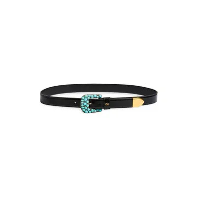 Valentino Garavani VLOGO Signature Leather Belt in Black at Nordstrom, Size 75 | Nordstrom