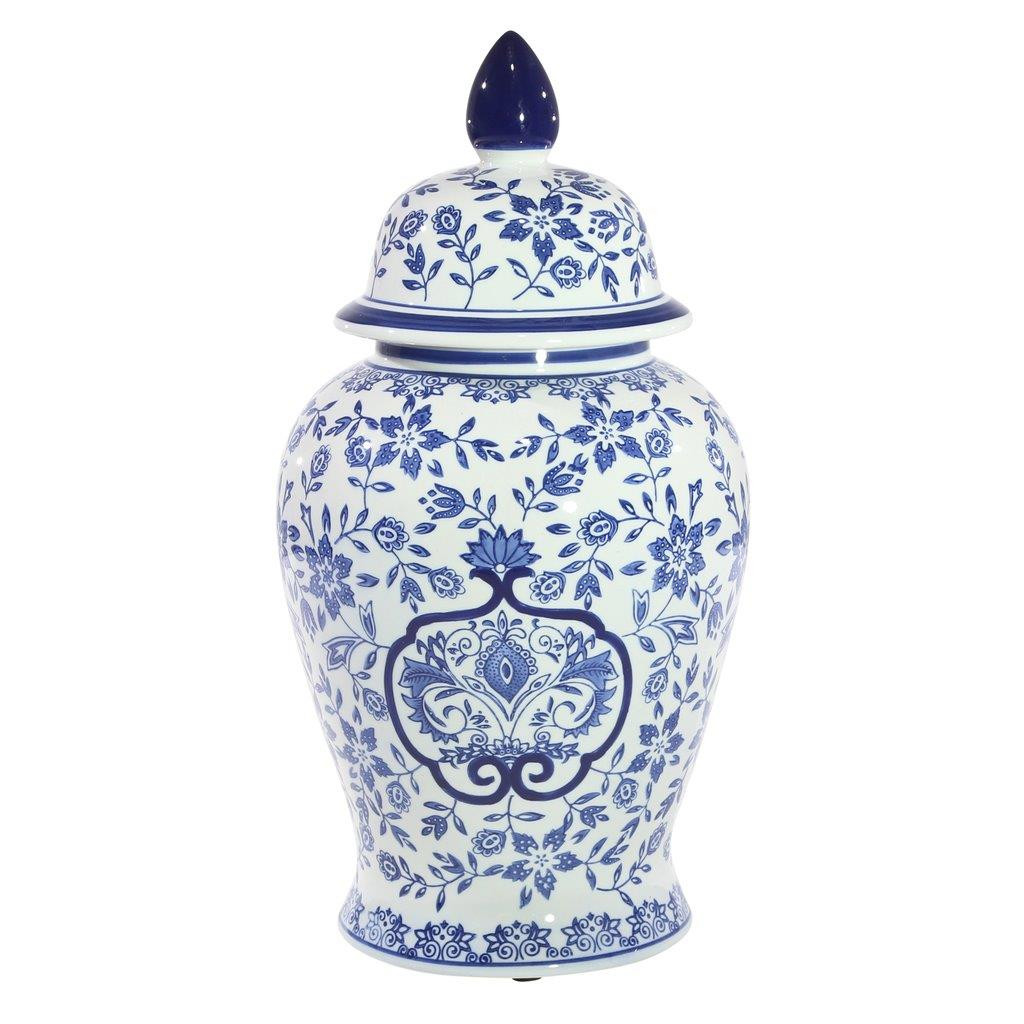 18 Inch White And Blue Temple Jar | 1stopbedrooms