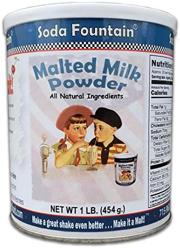Soda Fountain Malted Milk Powder 1 lb. Canister - Malt Powder for Ice Cream and Baking | Amazon (US)