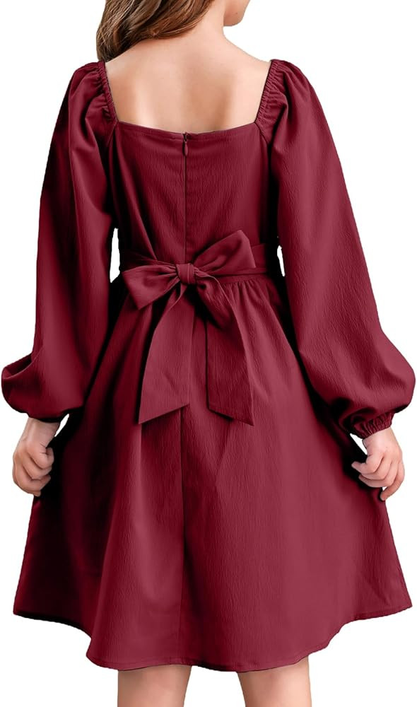 blibean Teen Girls Adjustable Tie Back Dresses Kids Outfits Size 6-15 Years | Amazon (US)