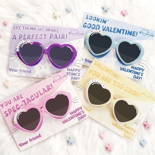 Valentines Day Gifts for Kids -Valentines Cards for Kid School - Personalized Heart-Shaped Sungla... | Amazon (US)