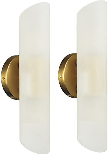 DAYCENT Modern Gold Bathroom Vanity Light Brass Wall Sconces Set of 2 Cylinder Sconce Lighting | Amazon (US)