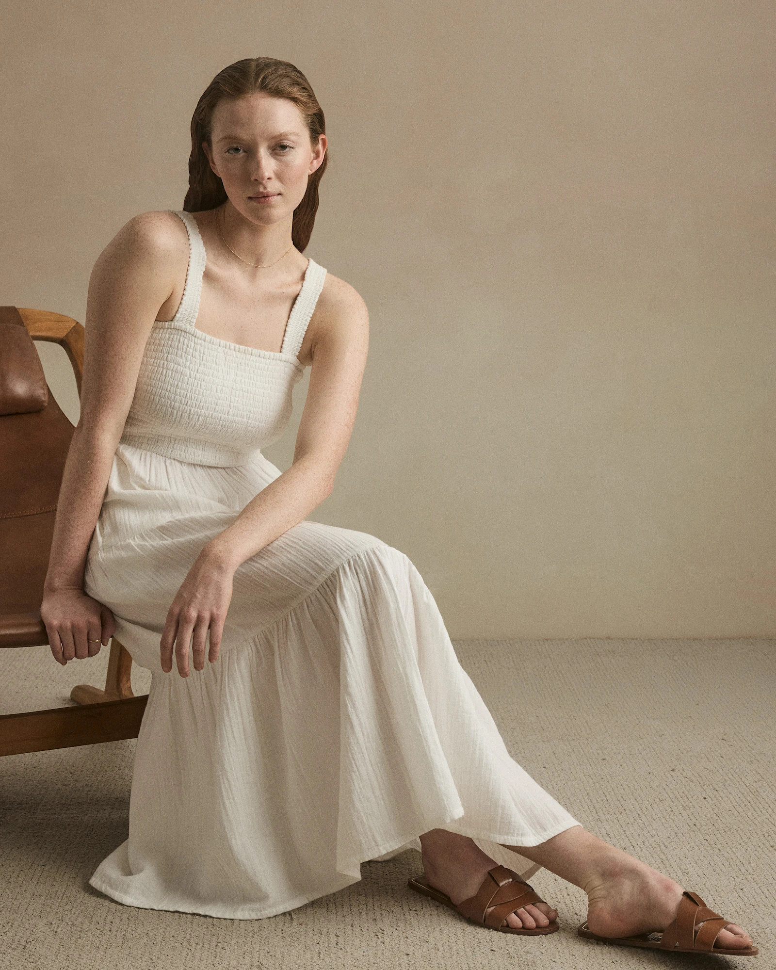 100% Organic Cotton Gauze Smocked Sleeveless Maxi Dress | Quince