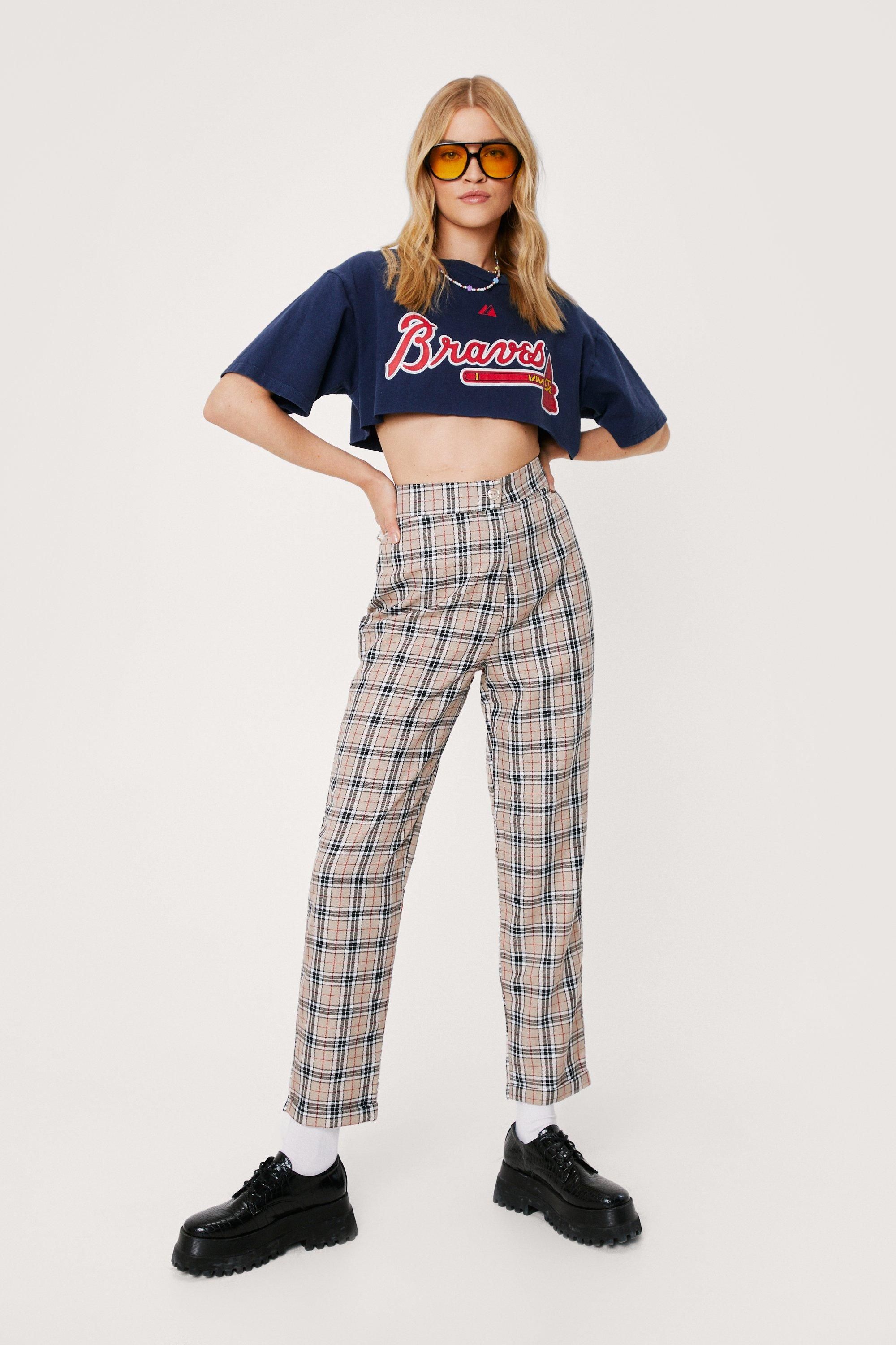 High-Waisted Tapered Pants with Check Print | NastyGal (US & CA)