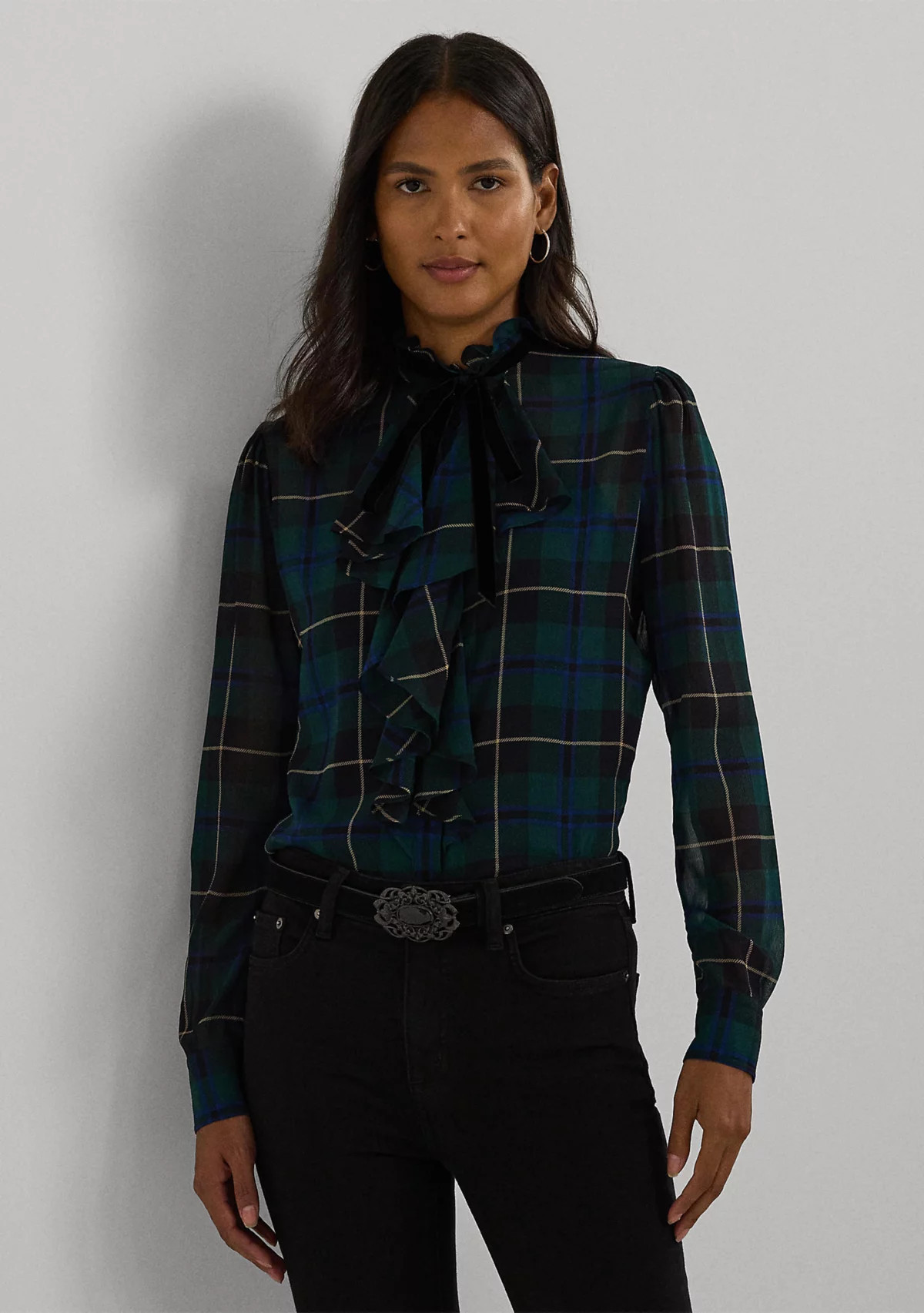 Lauren Ralph LaurenWomen's Plaid Ruffle-Trim Georgette Blouse | Belk