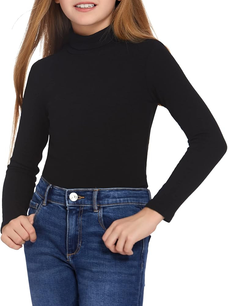Arshiner Girls Turtleneck Sweater Kids Casual Long Sleeve Knit Pullover Tops | Amazon (US)