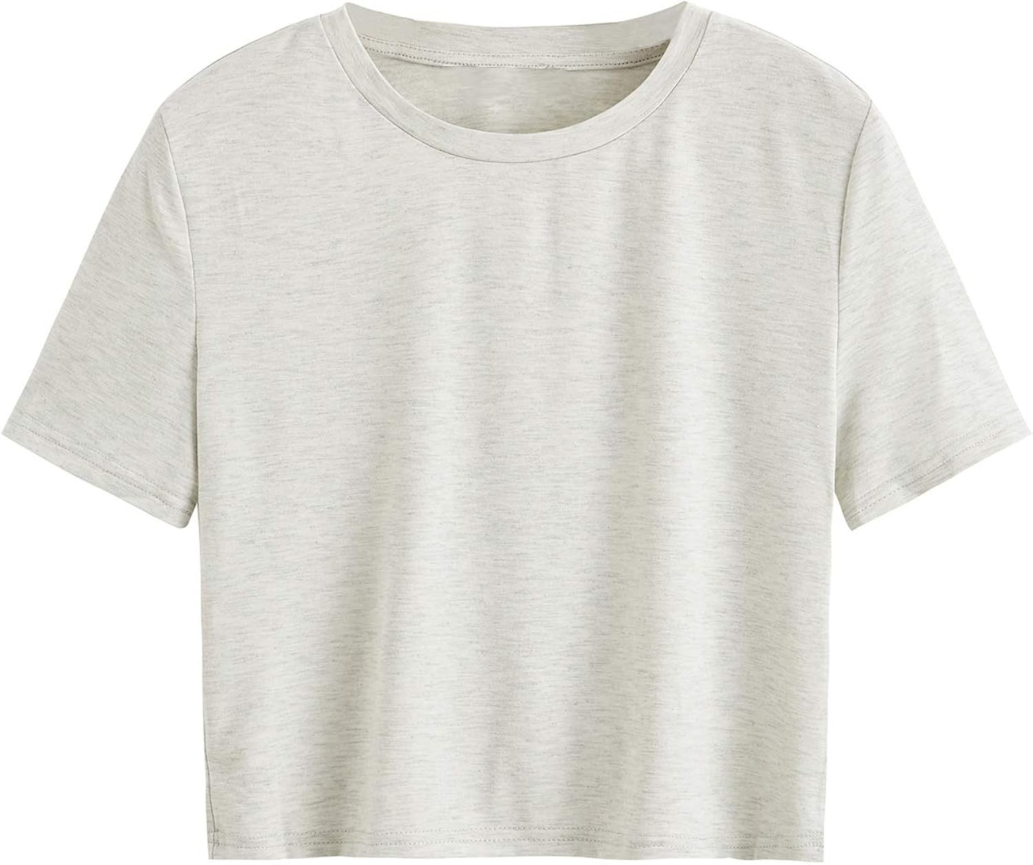 SweatyRocks Women's Casual Short Sleeve Crew Neck Basic Crop Top T Shirts | Amazon (US)