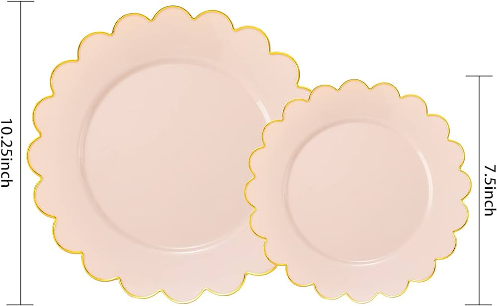 LIYH 60pcs Pink Plastic Plates with Gold, Disposable Plastic Plates Includes: 30 Pink Dinner Plat... | Amazon (US)