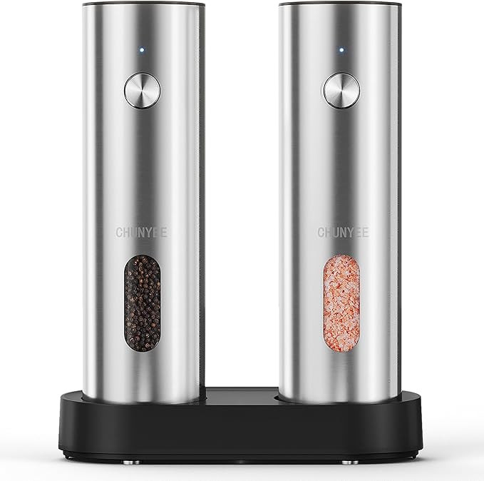 Electric Salt and Pepper Grinder Set with Rechargeable Base - Upgraded Large Capacity, Refillable... | Amazon (US)