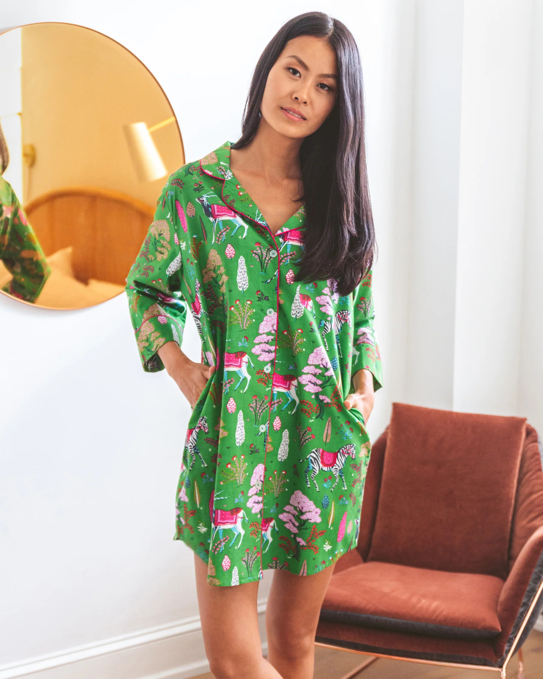 Antelope's Forest - Sleep Shirt - Emerald | Printfresh